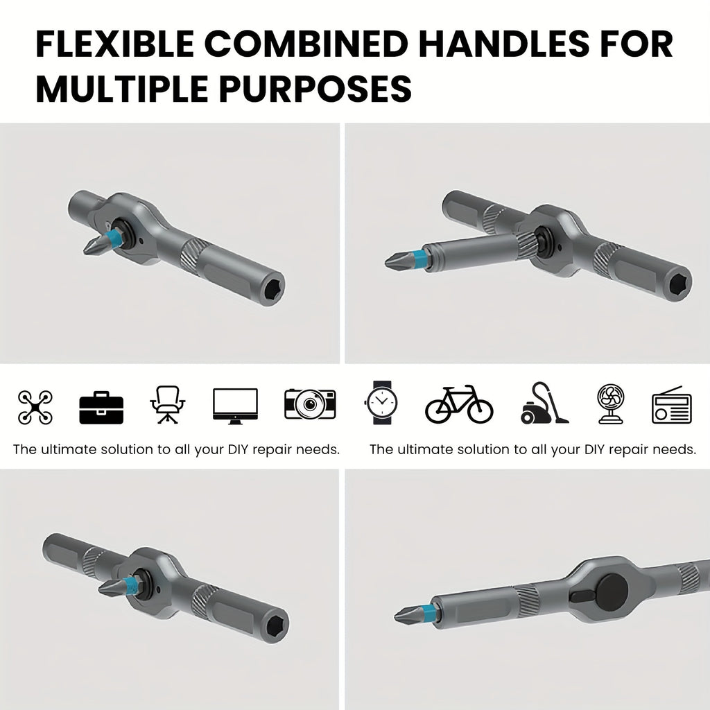 [Multifunctional Screwdriver] 24-in-1 Magnetic Screwdriver Set | Multifunctional Hand Tool Kit with Detachable T-Handle Ratchet, Iron Material, Manual Operation, DIY Home Maintenance Tool Box