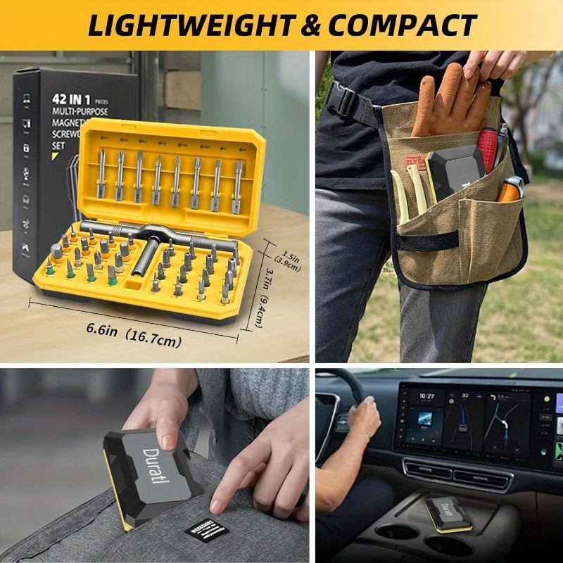 42-in-1 Magnetic Screwdriver Set with 40pcs Magnetic Bits & Ratchet Handle - Heavy-Duty All-in-One Tool Kit with Ergonomic Grip, Compact & Portable Case for Furniture, Computer, Bicycle, Electronics, Home Repairs - No Power Required, Ideal for DIY &