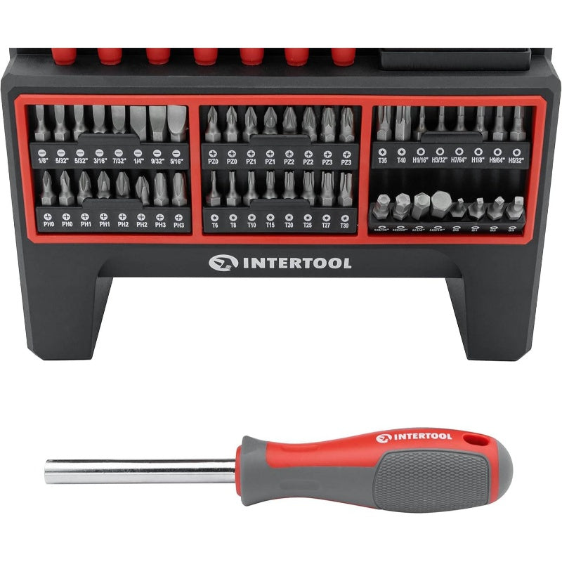114pcs Heavy-Duty Screwdriver Set with Magnetic Tips & Swivel-End Precision Screwdrivers, Nut Drivers, Hex Keys, Bits - All-in-One Tool Kit with Mountable Rack for Easy Storage & Organization, Ergonomic Red/Black Color-Coded Design, Durable Construction