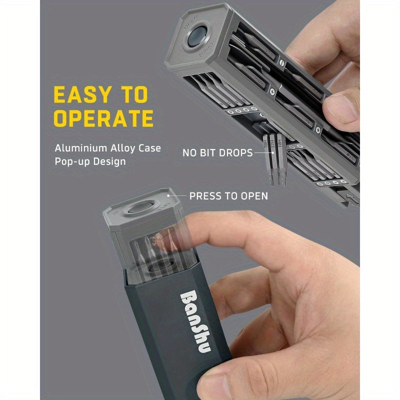Mini 46-in-1 Precision Screwdriver Set with Magnetic Tips - Heavy-Duty Metal Construction, All-in-One Compact Case, Non-Slip Grip - Compatible with Smartphones, Laptops, Cameras, Eyeglasses, Electronics, Toys, Appliances - Professional & DIY Tool Kit for