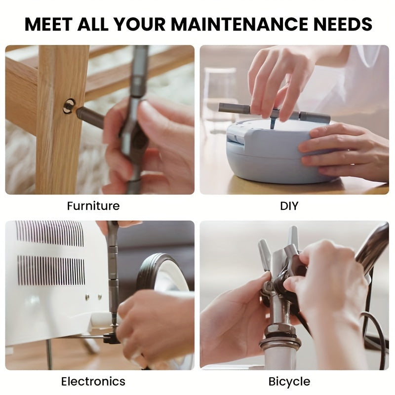 [Multifunctional Screwdriver] 24-in-1 Magnetic Screwdriver Set | Multifunctional Hand Tool Kit with Detachable T-Handle Ratchet, Iron Material, Manual Operation, DIY Home Maintenance Tool Box