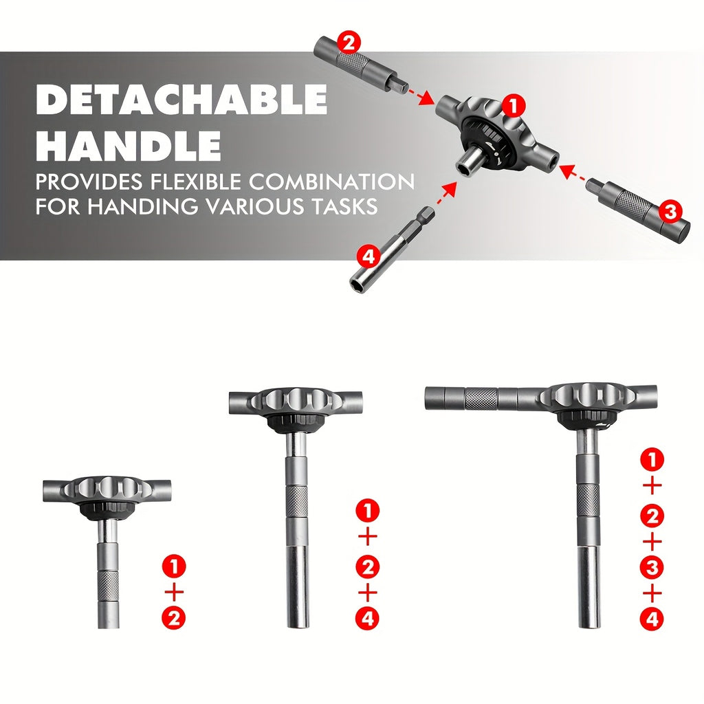 64in 1 Gearless Ratchet Screwdriver Bit Set, Flat Handle for Narrow Space, Magnetic Assembly, 1/4 Inch Bit Set*27, Crv Nut Drivers*16, 4mm Bit Set*8, Suitable for Repairing Mobile Phones, Computers, Cameras, Home Appliances, Furniture, Bicycles, Etc