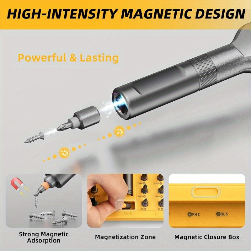 42-in-1 Magnetic Screwdriver Set with 40pcs Magnetic Bits & Ratchet Handle - Heavy-Duty All-in-One Tool Kit with Ergonomic Grip, Compact & Portable Case for Furniture, Computer, Bicycle, Electronics, Home Repairs - No Power Required, Ideal for DIY &