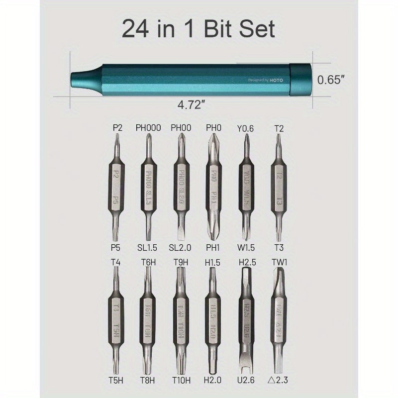 24-in-1 Manual Precision Screwdriver Set with Magnetic Tip Storage Box - Heavy-Duty S2 Alloy Steel Construction, Ergonomic Non-Slip Grip & Color-Coded Bits for Electronics, Smartphones, Watches, Glasses, Home Repairs - All-in-One Tool Kit for DIY &