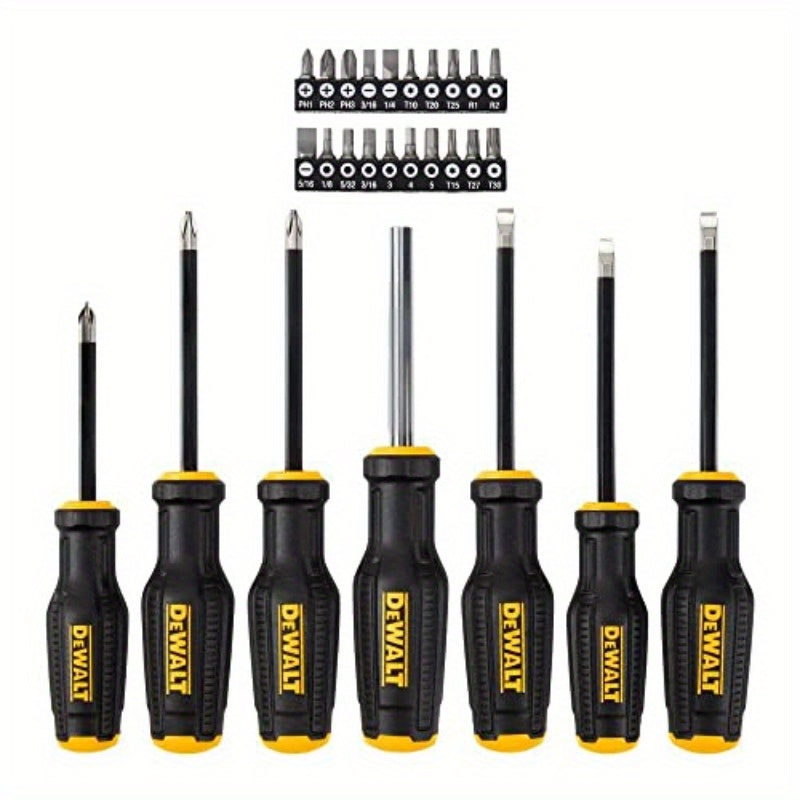 27pcs Toughseries Heavy-Duty Screwdriver Set with Magnetic Tips & Ergonomic Non-Slip Grip - All-in-One Impact-Resistant Tool Kit with Torx/Phillips/Flathead Bits for Home, Automotive, Electronics Repair - Durable Construction & Clear Storage Case (No