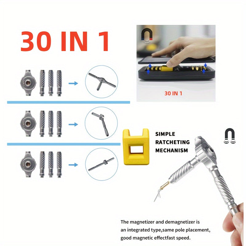 [Multifunctional Screwdriver] 24-in-1 Magnetic Screwdriver Set | Multifunctional Hand Tool Kit with Detachable T-Handle Ratchet, Iron Material, Manual Operation, DIY Home Maintenance Tool Box