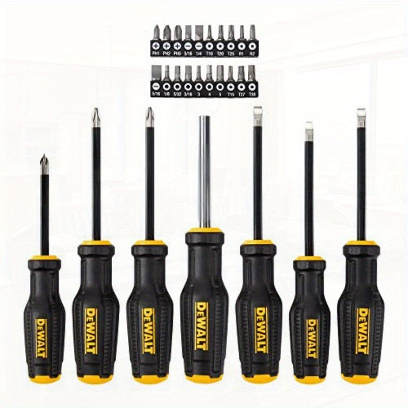 27pcs Toughseries Heavy-Duty Screwdriver Set with Magnetic Tips & Ergonomic Non-Slip Grip - All-in-One Impact-Resistant Tool Kit with Torx/Phillips/Flathead Bits for Home, Automotive, Electronics Repair - Durable Construction & Clear Storage Case (No