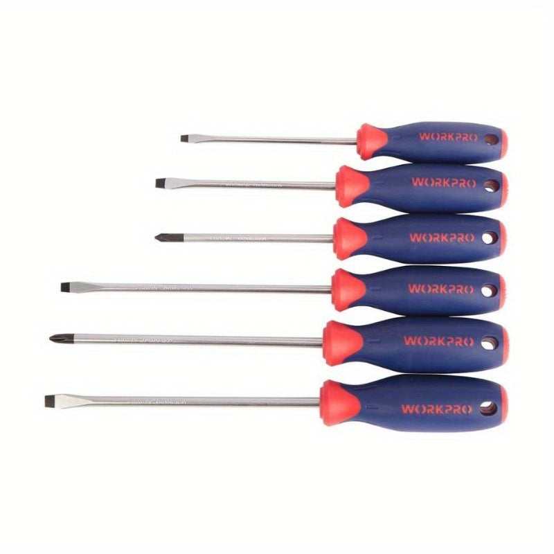 6pcs Heavy-Duty Screwdriver Set with Chrome-Vanadium Steel Blades & Magnetic Tips - Ergonomic Non-Slip Plastic Grips, Precision & Flathead Bits (PH0/PH1/PH2) for DIY, Electronics, Automotive Repair - Durable Professional Tool Kit for Home & - Ideal for