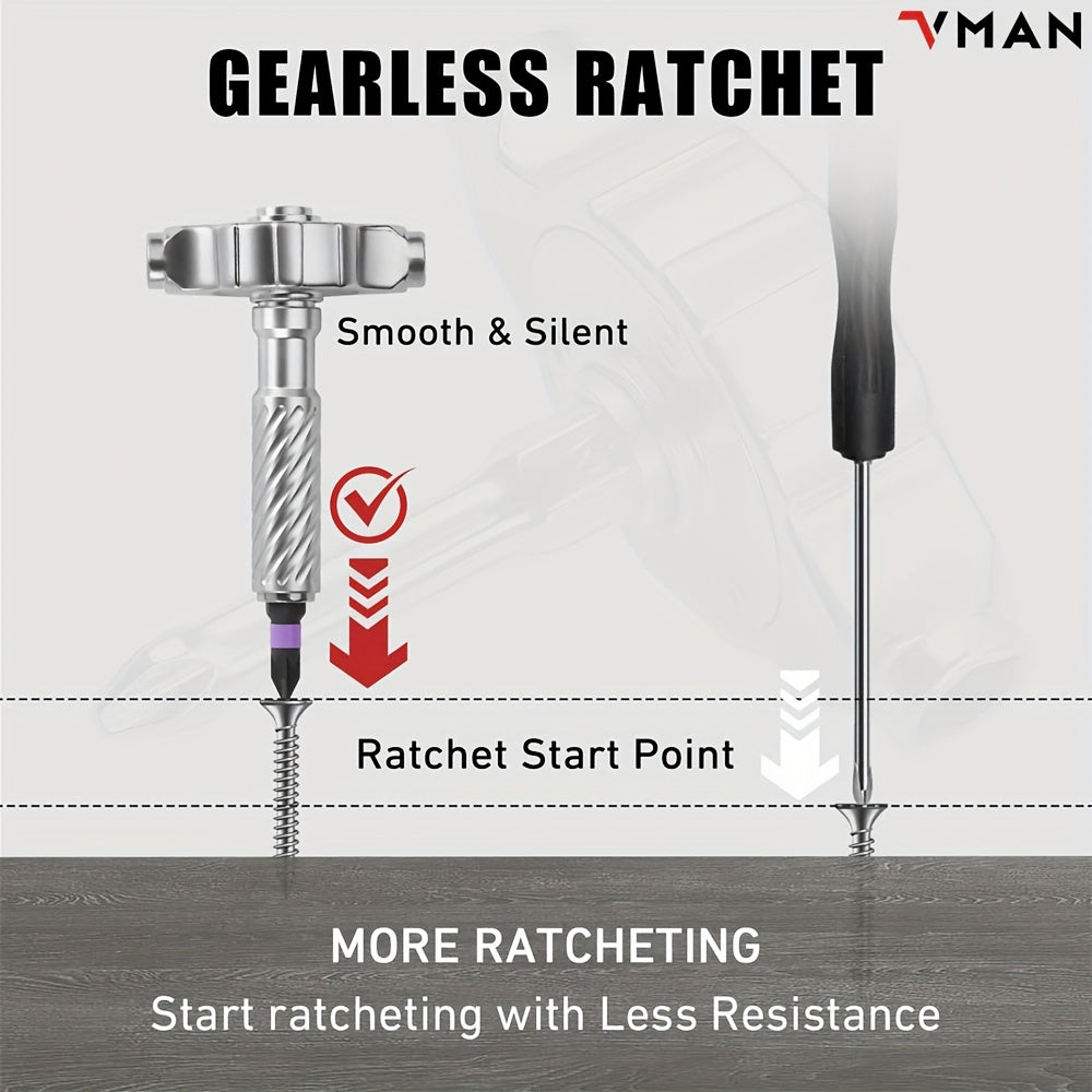 66-in-1 Ratchet Screwdriver Set with 62 Magnetic Bits (S2 Chrome-Molybdenum Alloy) - Heavy-Duty Precision Tool Kit, Ratcheting Mechanism & Magnetizer, Rotating Tail Cap, Aluminum Alloy Handle for Electronics, Watches, Glasses, Phone & Computer Repairs -