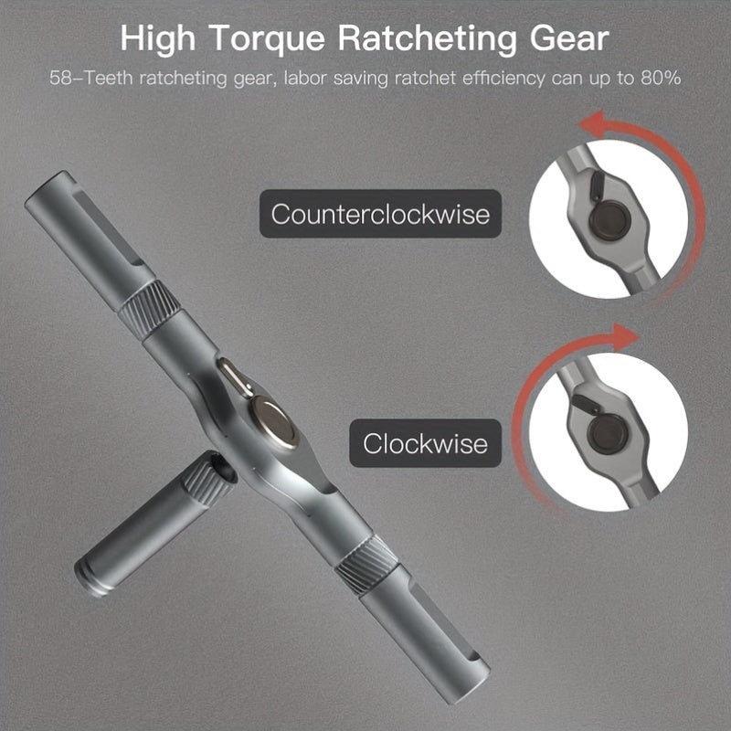 [Multifunctional Screwdriver] 24-in-1 Magnetic Screwdriver Set | Multifunctional Hand Tool Kit with Detachable T-Handle Ratchet, Iron Material, Manual Operation, DIY Home Maintenance Tool Box