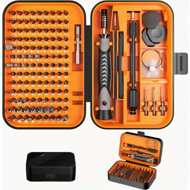 150 IN 1 Precision Screwdriver Set 120 Bits Full Range Small Screwdriver Set Magnetic Mini Repair Tool Kit for Ring Doorbell Laptop Switch PS5 Xbox Macbook iPhone Watch Glasses - Orange