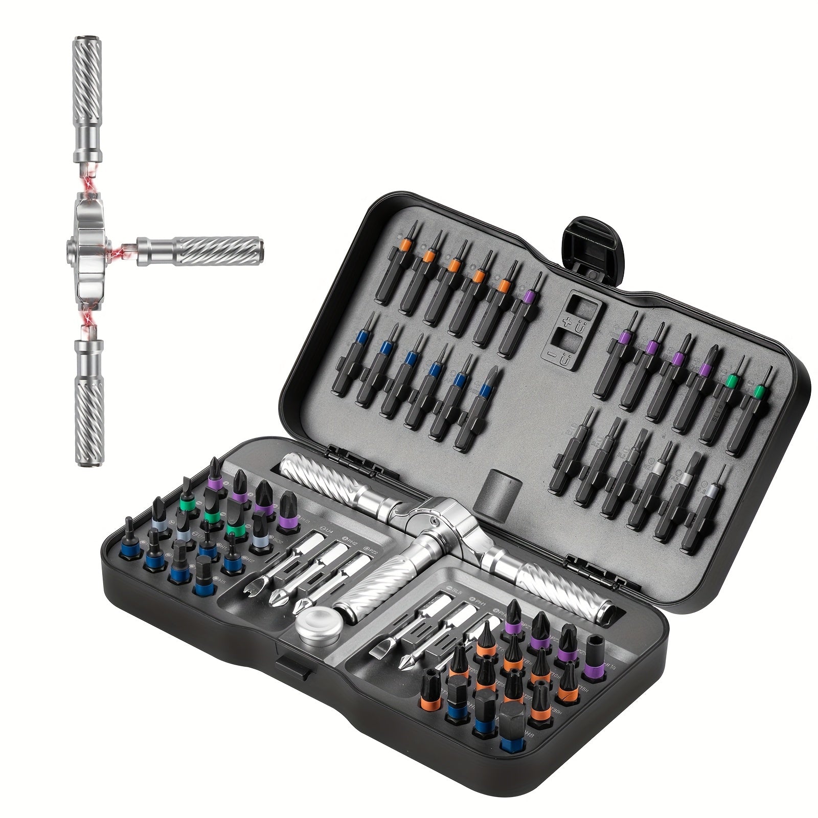 24-in-1 Magnetic Screwdriver Set with Detachable T-Ratchet Handle - Heavy-Duty Iron Construction, Ergonomic Grip for Home Maintenance & DIY Projects, Includes Hex Keys, Screwdrivers, Pliers, and More - Black, Screwdriver Set, Robust Tool Design, Durable