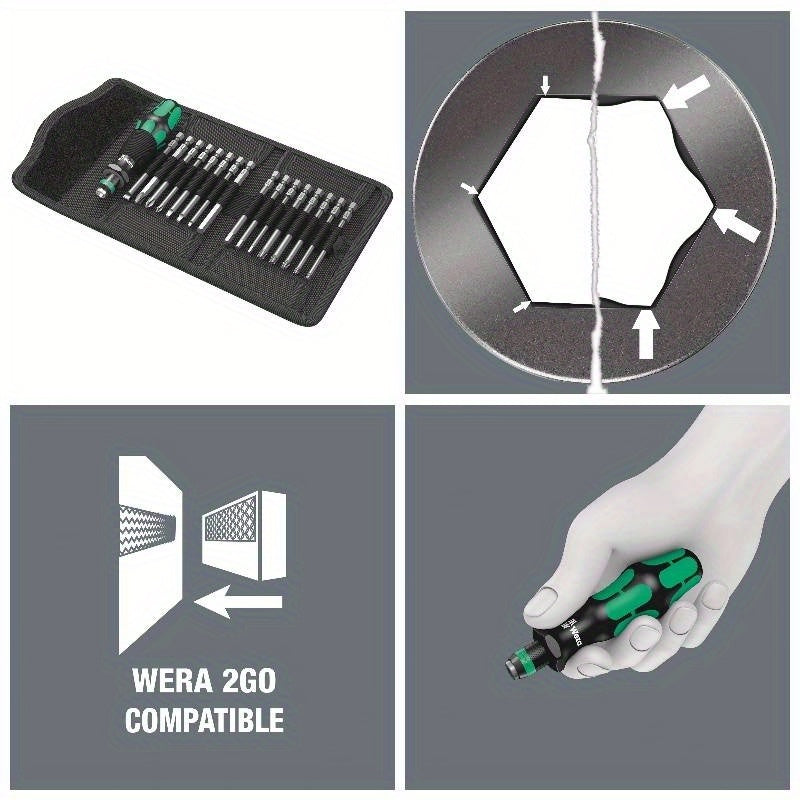 KRAFTFORM 60 Imperial BITS Assortment - Heavy-Duty Manual Screwdriver Set with 60 Bits (Hex Keys, Phillips, Slotted, Torx, Pozidriv) - for Professional & DIY Projects - Compatible with Wera 2.0" Handle - No Power Required - Ideal for Electricians,
